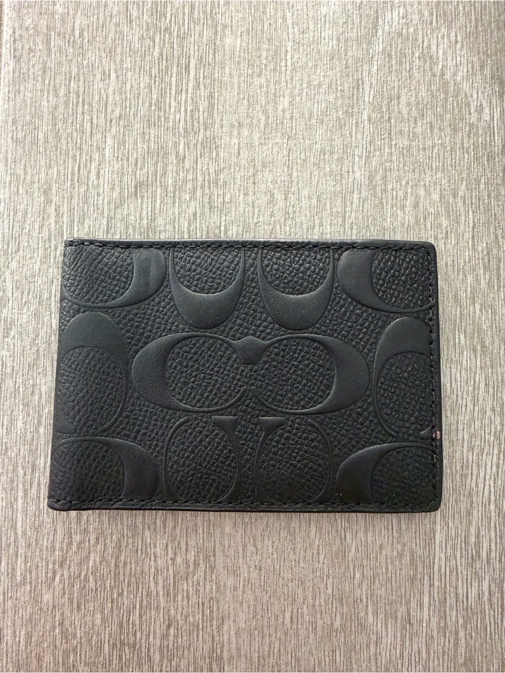 Coach Black Embossed Signature Card Case